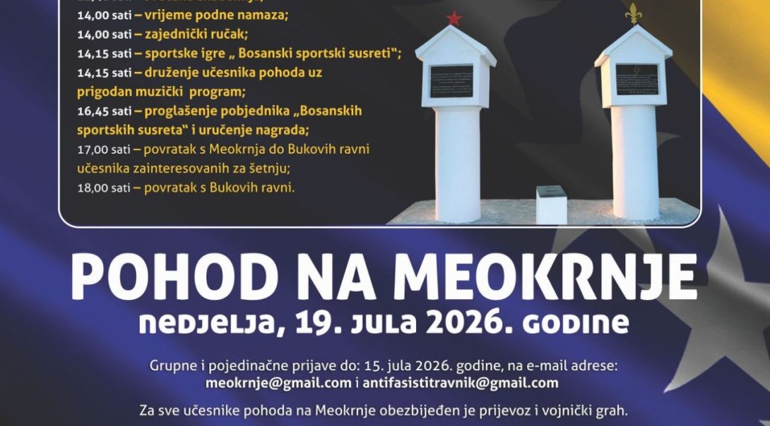 U nedjelju, 19. jula održava se jubilarna manifestacija „Meokrnje 2026. godine“, „Meokrnje – simbol borbe protiv fašizma“